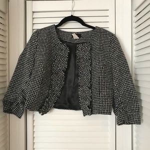 Cropped Black & White Tweed Jacket